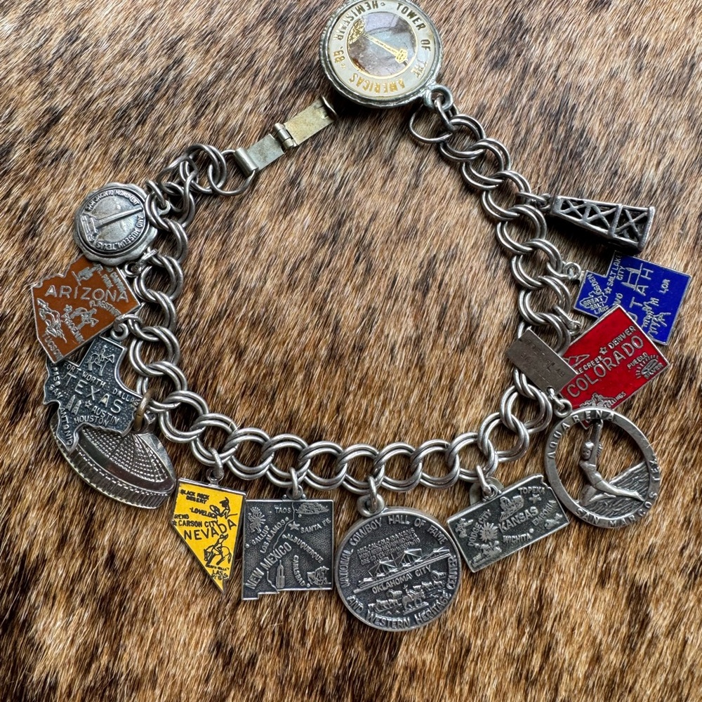 Vintage Sterling United States Charm Bracelet
